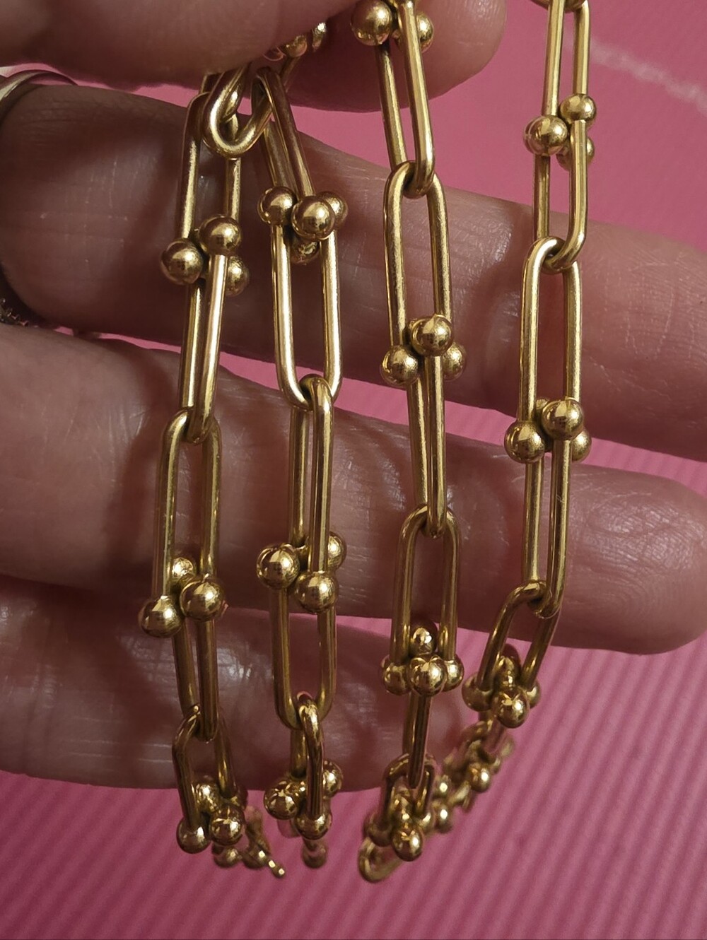 18k Gold  Hardware  Set Chain,bracelet & Earrings For  Women Not Plated